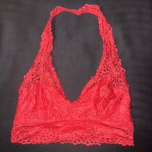 Aerie Lace Halter Bralette - Scarlet